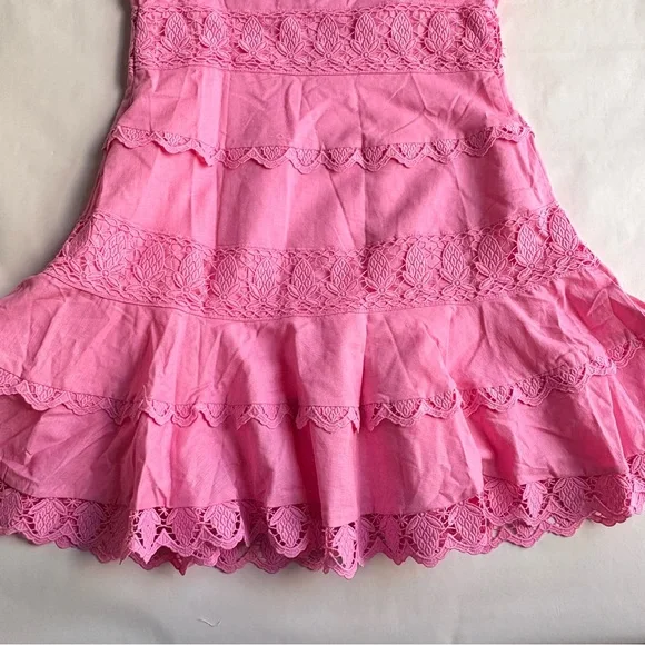 Endless Rose pink lace spring dress size small feminine cotton & linen lined - Picture 11 of 16